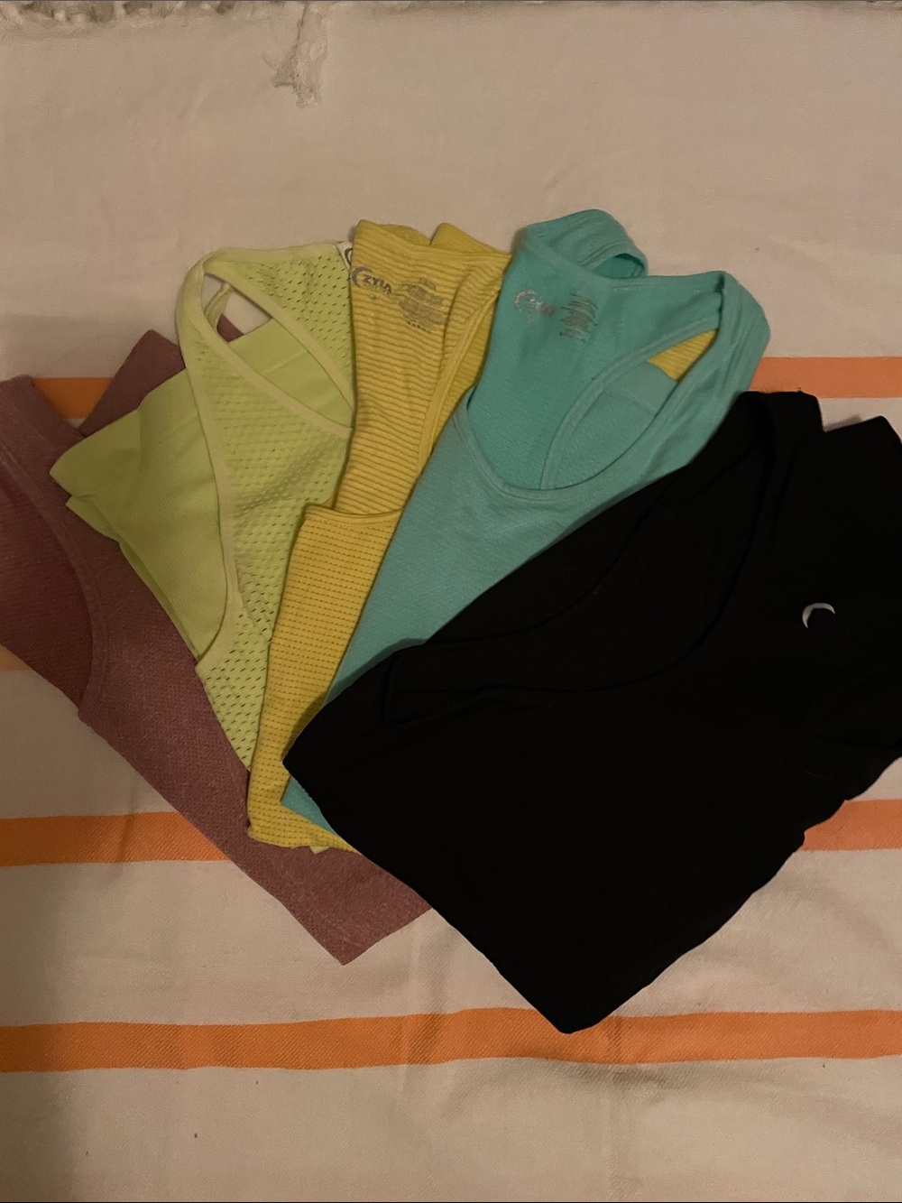 🌈Fun Colors🌈5 ZYIA Racerback Tank Tops-Green, Yellow, Aqua, Mauve, Black